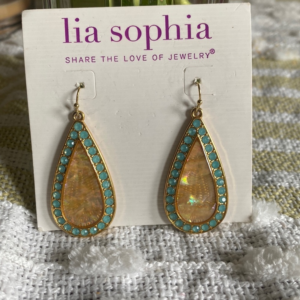 Lia sophia dangle awaken gold earrings